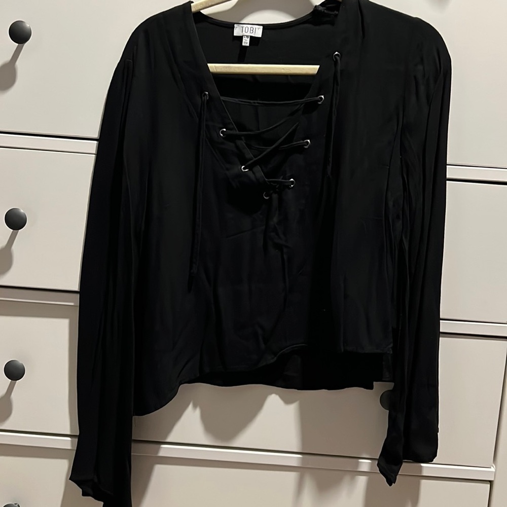 Black deep V tie up